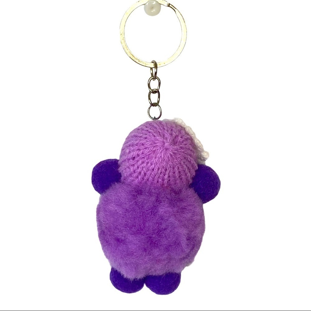 SLEEPY BABY WITH PACIFIER SMALL‎ POMPON IN PURPLE KEYCHAIN CHARM - Picture 4 of 6